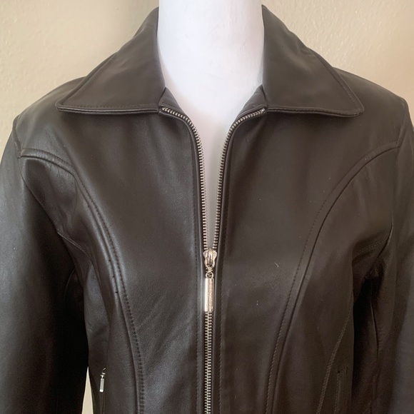 Michele Women's Brown Leather Jacket - Picture 2 of 6